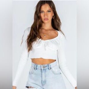 Princess Polly ribbed long sleeve crop top